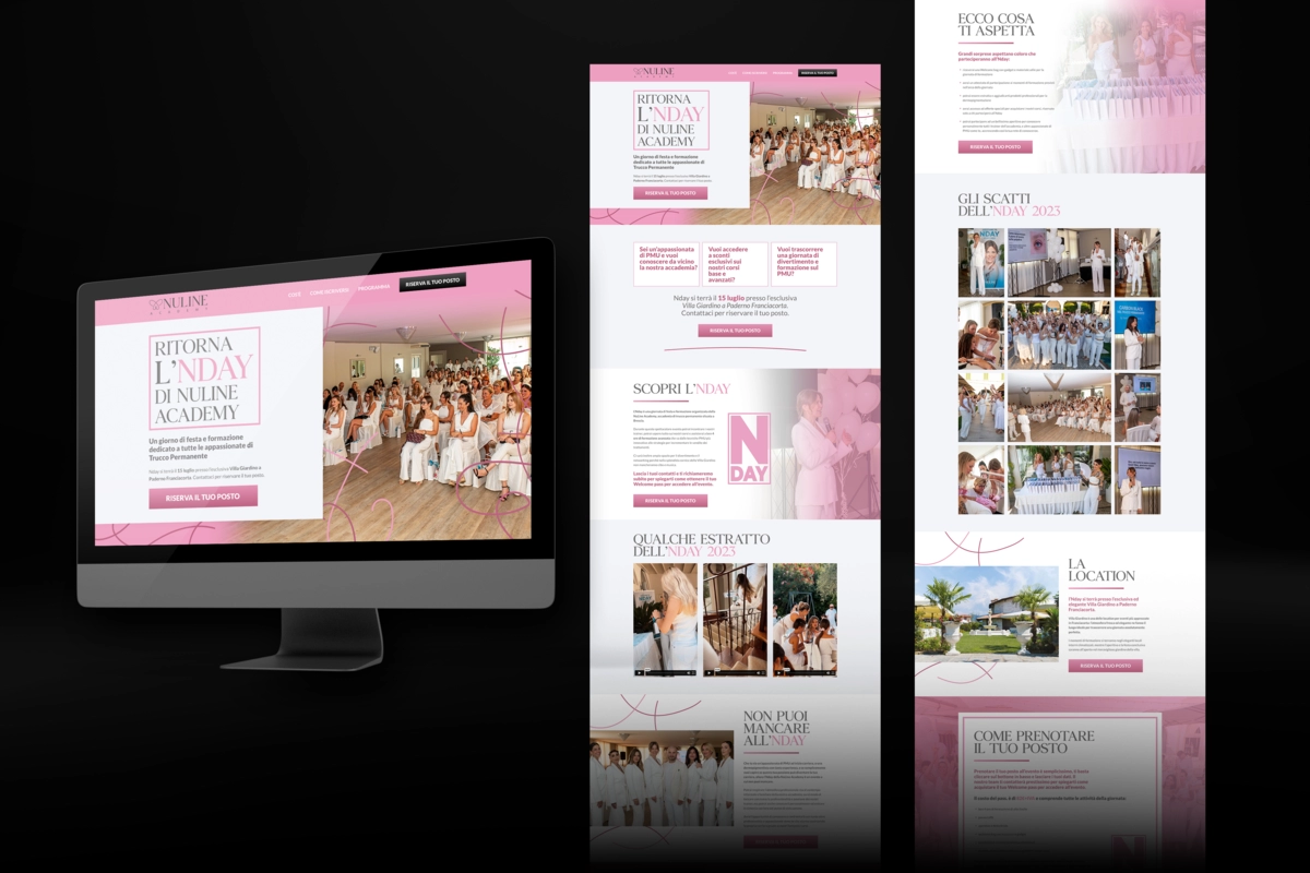 Landing page evento NDay NuLine Academy by Kobold Studio - Utilizzo del menù nelle landing page