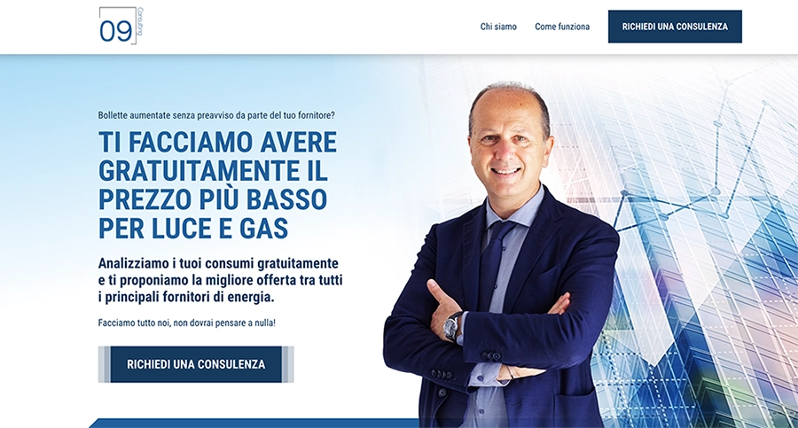 Landing page realizzata per 09Consulting